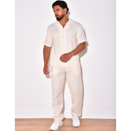 Ensemble pantalon et chemise en coton