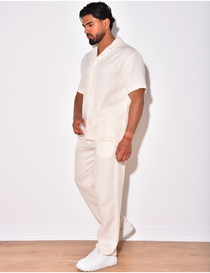 Ensemble pantalon et chemise en coton