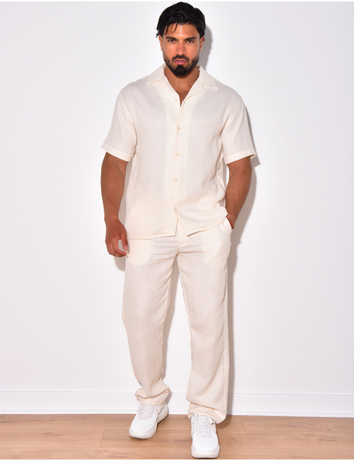 Ensemble pantalon et chemise en coton