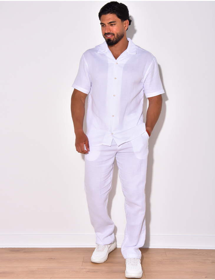 Ensemble pantalon et chemise en coton