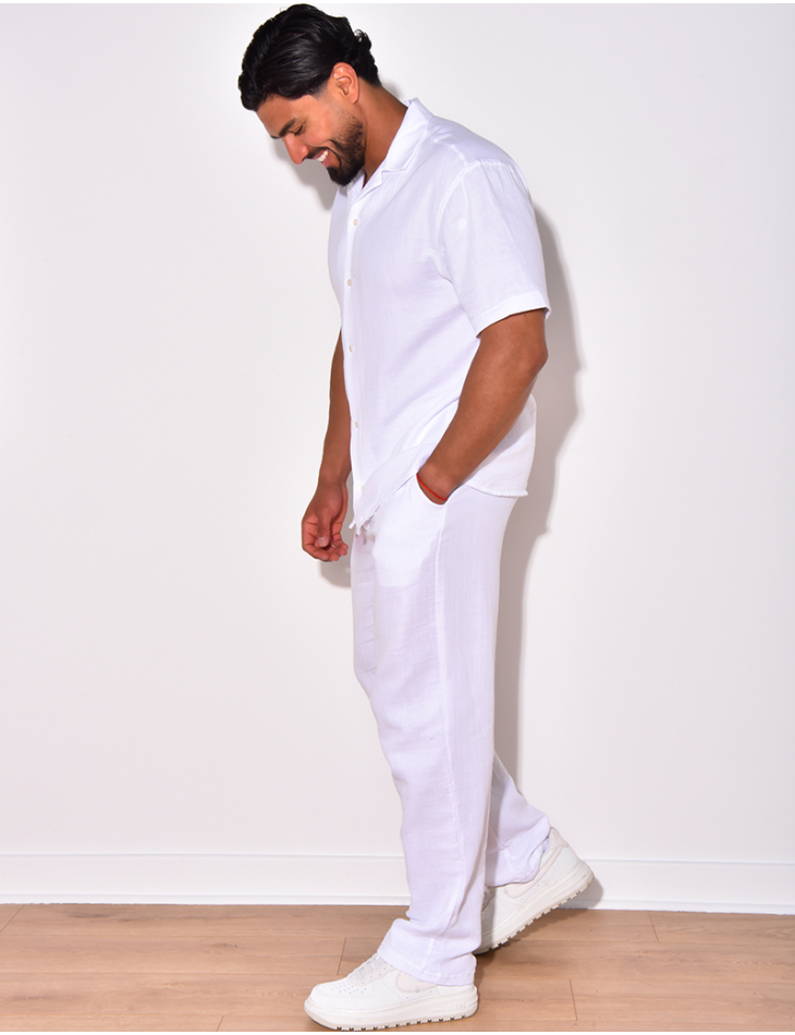 Ensemble pantalon et chemise en coton