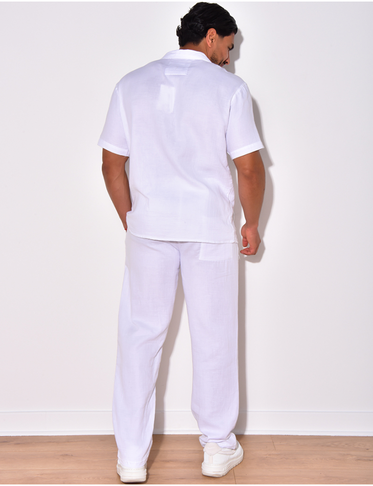 Ensemble pantalon et chemise en coton