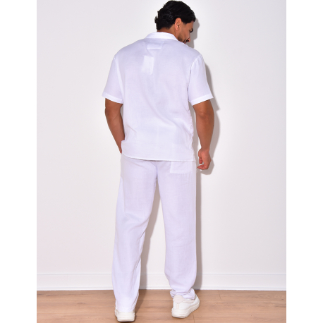 Ensemble pantalon et chemise en coton