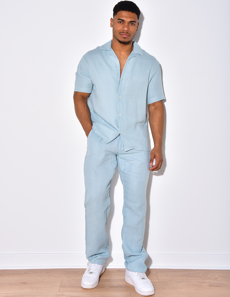 Ensemble pantalon et chemise en coton