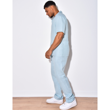 Ensemble pantalon et chemise en coton