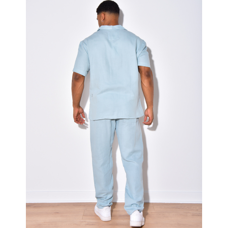 Ensemble pantalon et chemise en coton