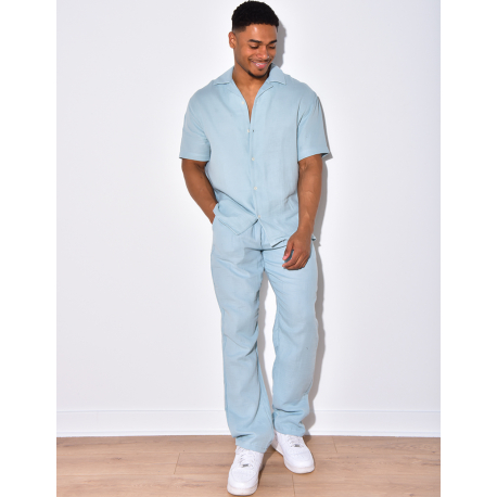 Ensemble pantalon et chemise en coton