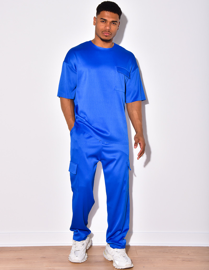 Ensemble t-shirt à poches et pantalon cargo côtelé