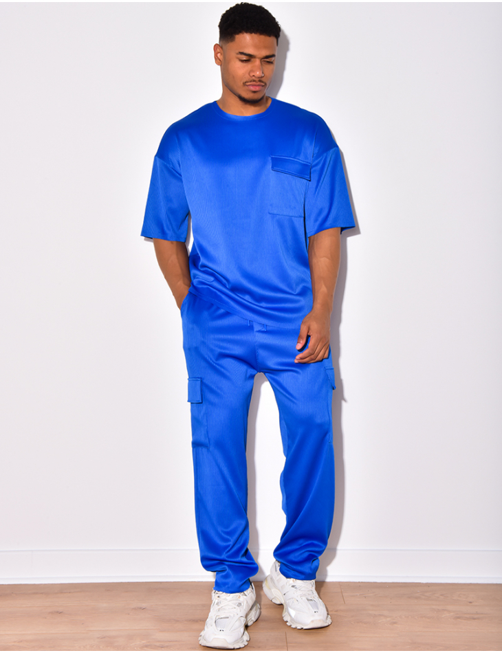 Ensemble t-shirt à poches et pantalon cargo côtelé Ensemble t-shirt à poches et pantalon cargo côtelé