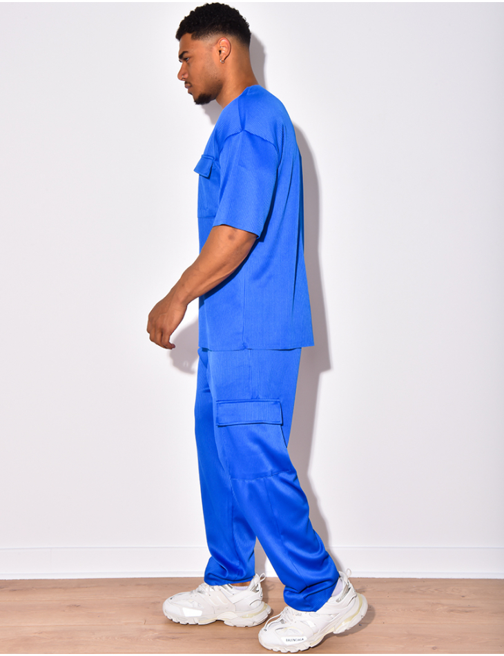 Ensemble t-shirt à poches et pantalon cargo côtelé Ensemble t-shirt à poches et pantalon cargo côtelé