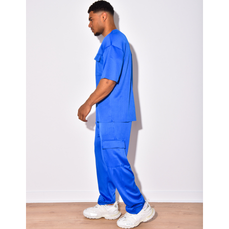 Ensemble t-shirt à poches et pantalon cargo côtelé Ensemble t-shirt à poches et pantalon cargo côtelé