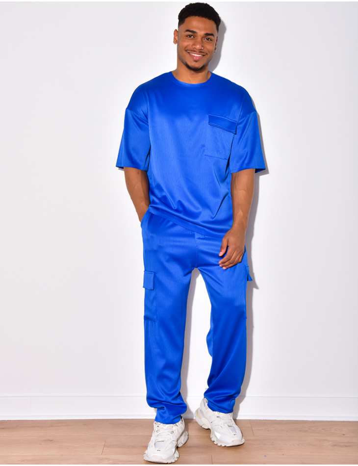 Ensemble t-shirt à poches et pantalon cargo côtelé Ensemble t-shirt à poches et pantalon cargo côtelé