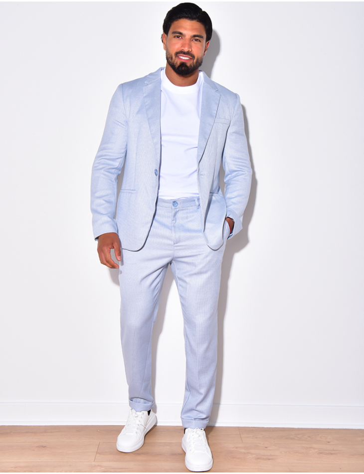 Ensemble de costume 2 pièce veste ceinturée et pantalon