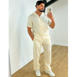 Ensemble pantalon et chemise en coton