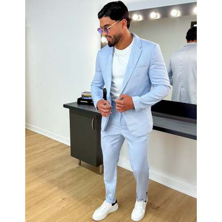 Ensemble de costume 2 pièce veste ceinturée et pantalon