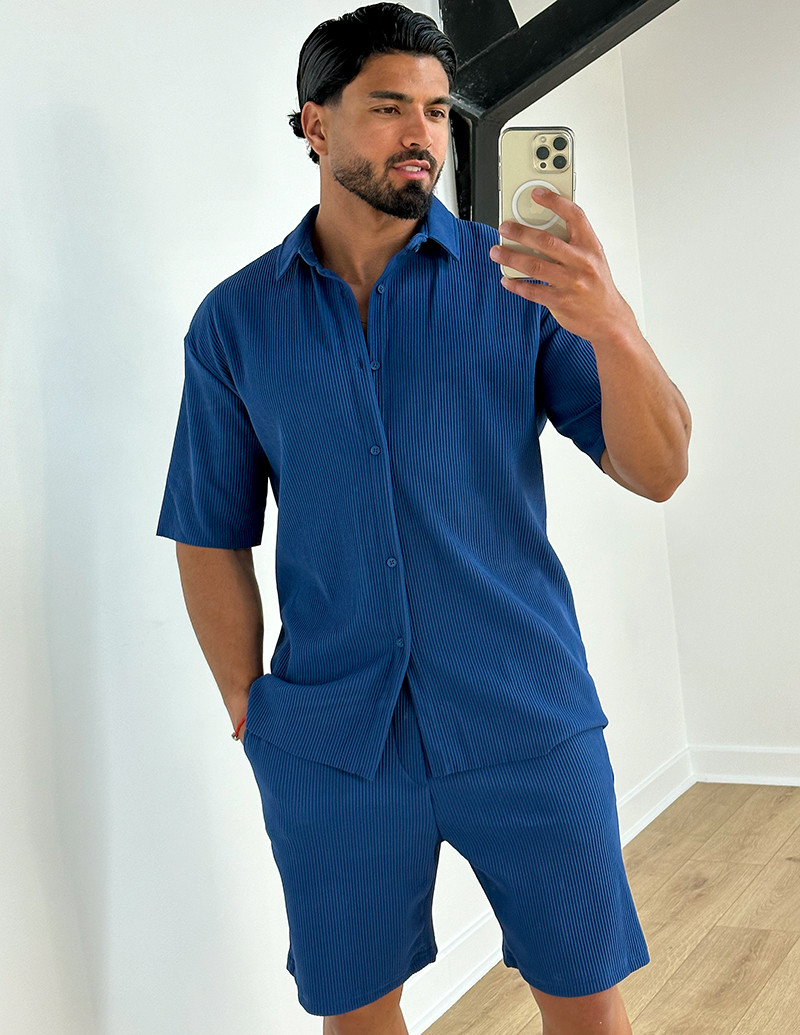 Ensemble short et chemise côtelé