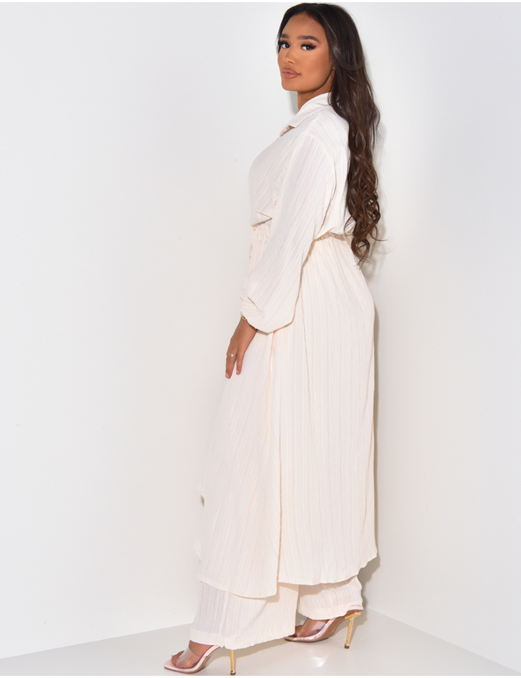 Ensemble pantalon fluide et chemise longue