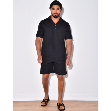 Ensemble short et t-shirt avec poches à boutonner