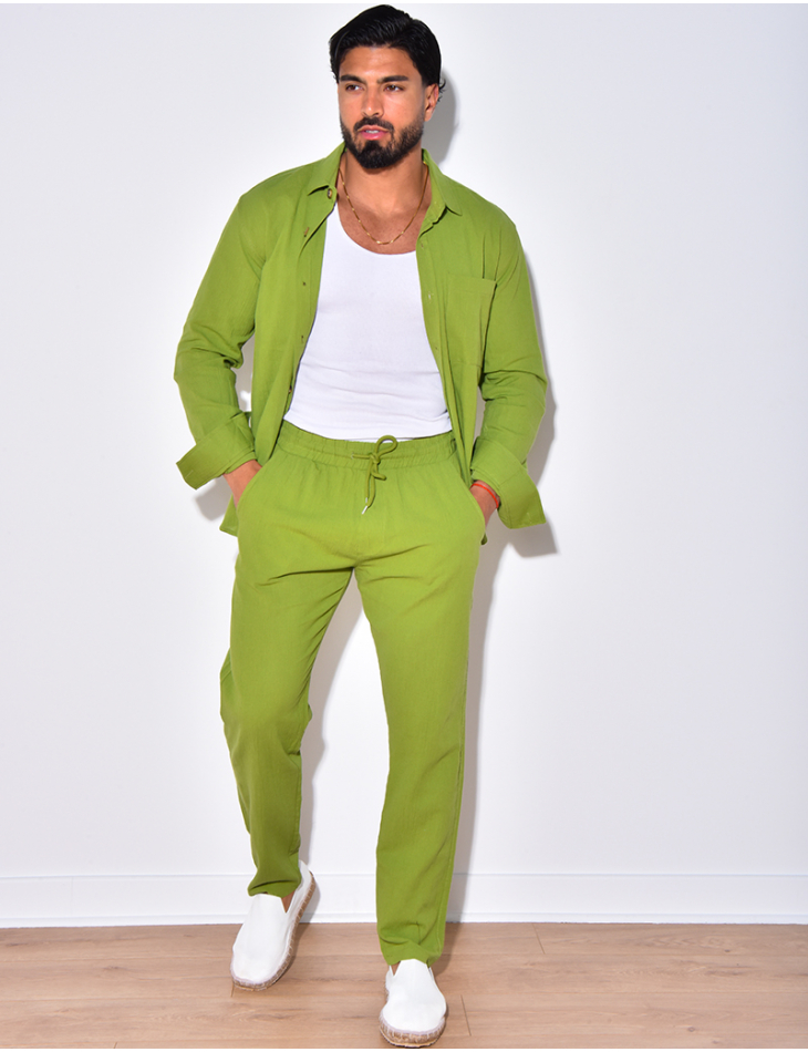 Ensemble chemise à manches longue à poches et pantalon Ensemble chemise à manches longue à poches et pantalon