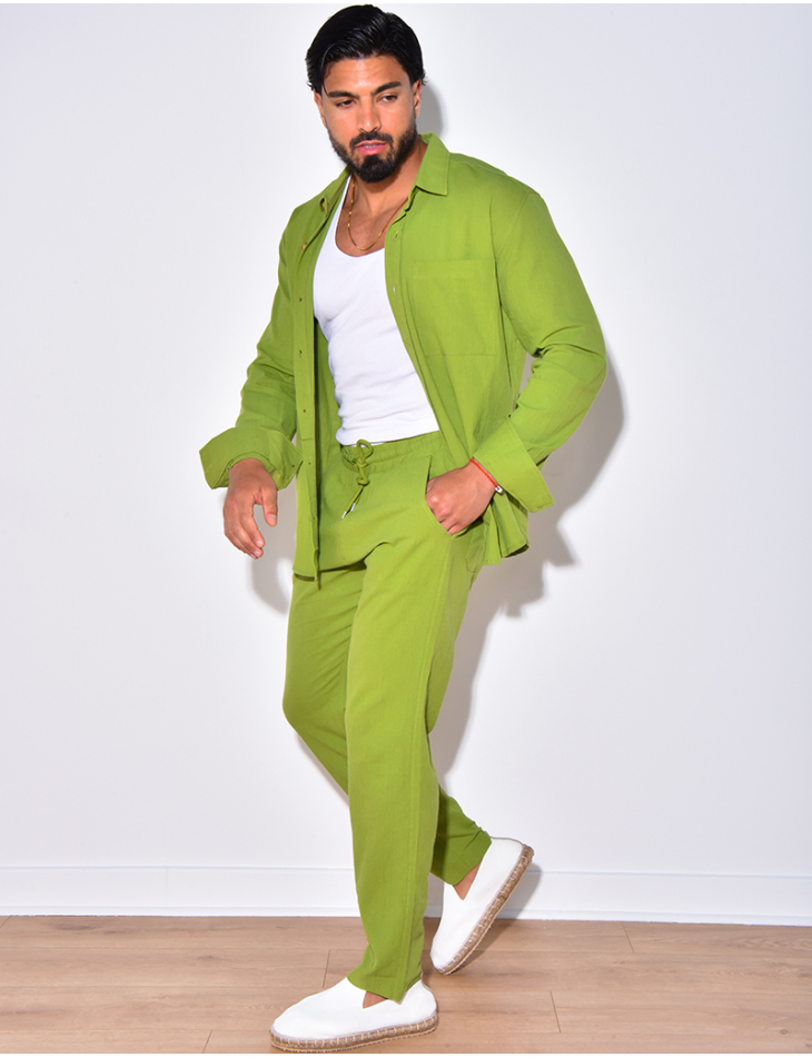 Ensemble chemise à manches longue à poches et pantalon Ensemble chemise à manches longue à poches et pantalon