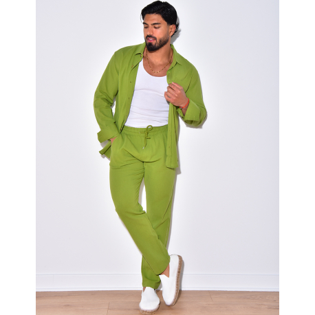 Ensemble chemise à manches longue à poches et pantalon Ensemble chemise à manches longue à poches et pantalon