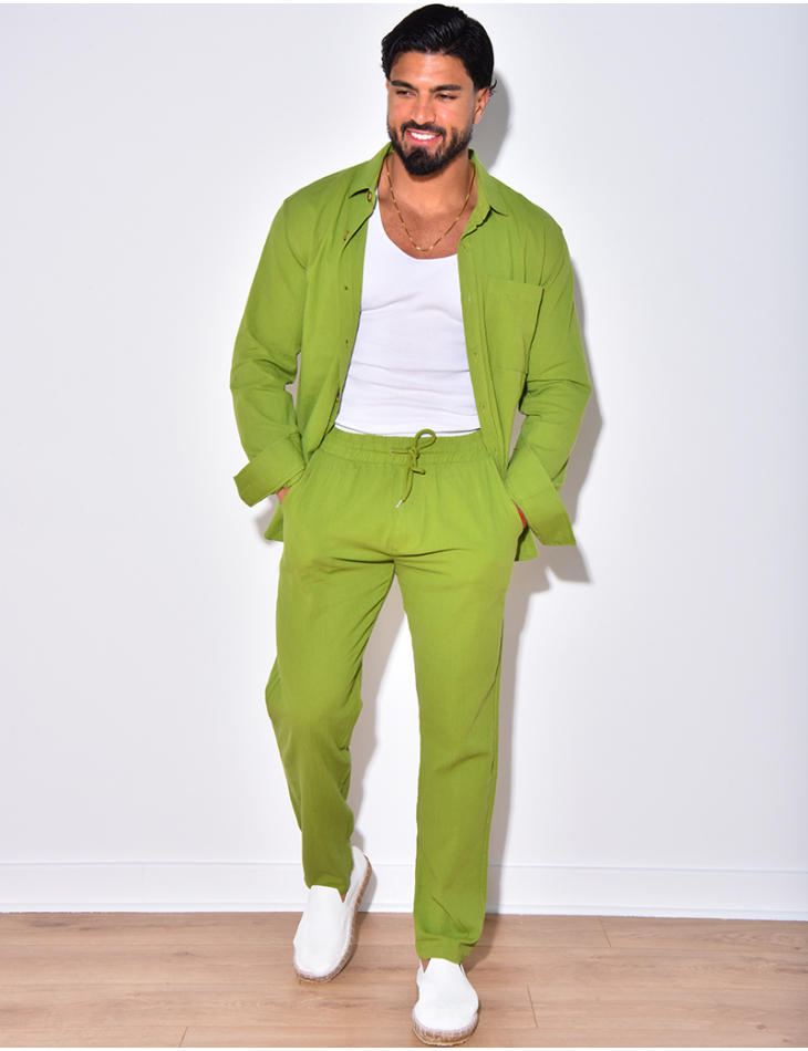 Ensemble chemise à manches longue à poches et pantalon Ensemble chemise à manches longue à poches et pantalon