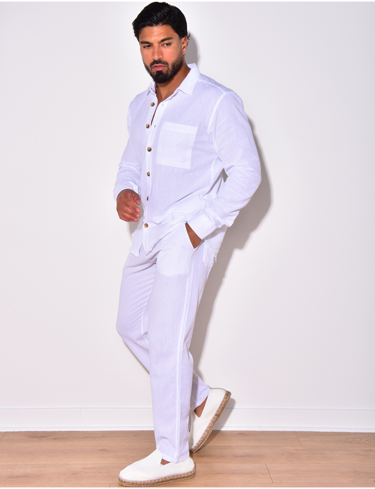 Ensemble chemise à manches longue à poches et pantalon Ensemble chemise à manches longue à poches et pantalon