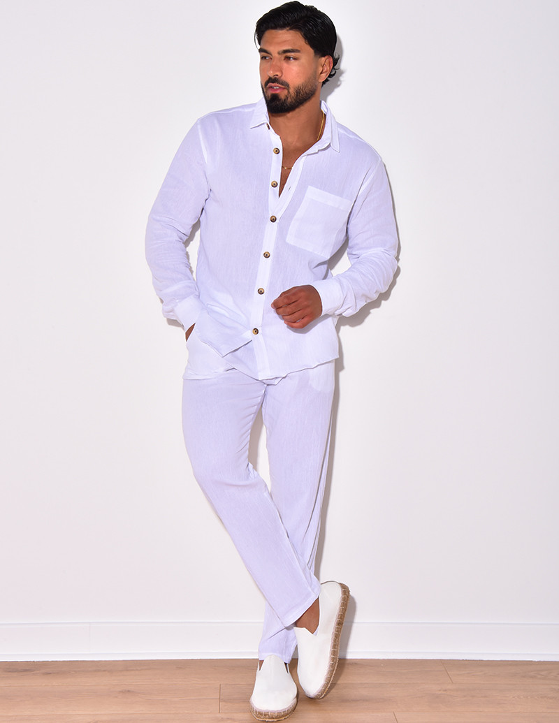 Ensemble chemise à manches longue à poches et pantalon