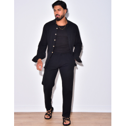 Ensemble chemise à manches longue à poches et pantalon Ensemble chemise à manches longue à poches et pantalon