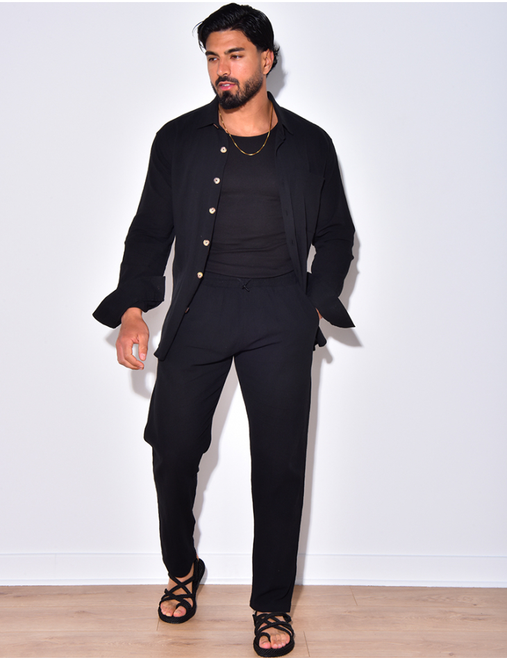 Ensemble chemise à manches longue à poches et pantalon Ensemble chemise à manches longue à poches et pantalon