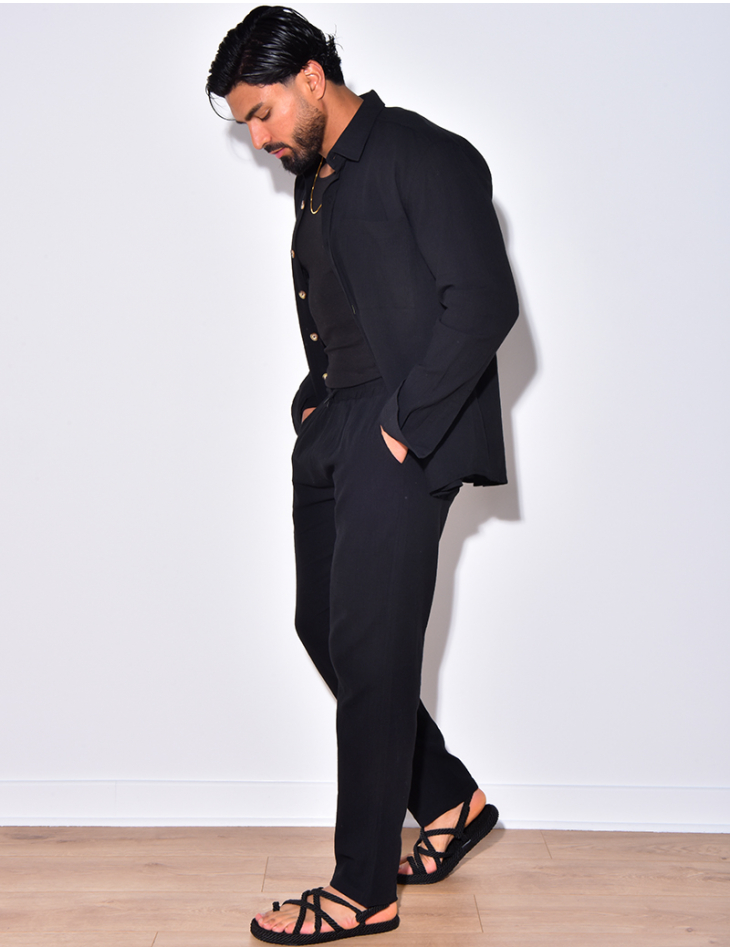 Ensemble chemise à manches longue à poches et pantalon Ensemble chemise à manches longue à poches et pantalon