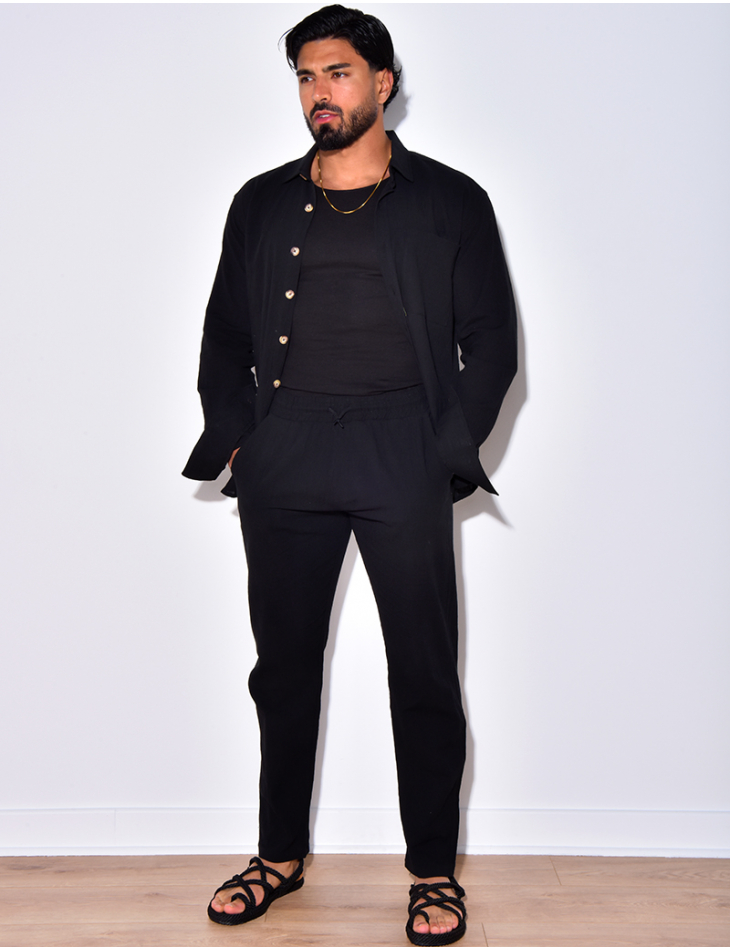 Ensemble chemise à manches longue à poches et pantalon Ensemble chemise à manches longue à poches et pantalon