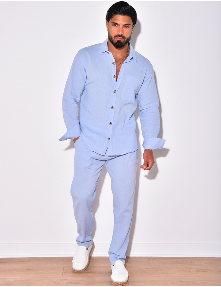 Ensemble chemise à manches longue à poches et pantalon Ensemble chemise à manches longue à poches et pantalon