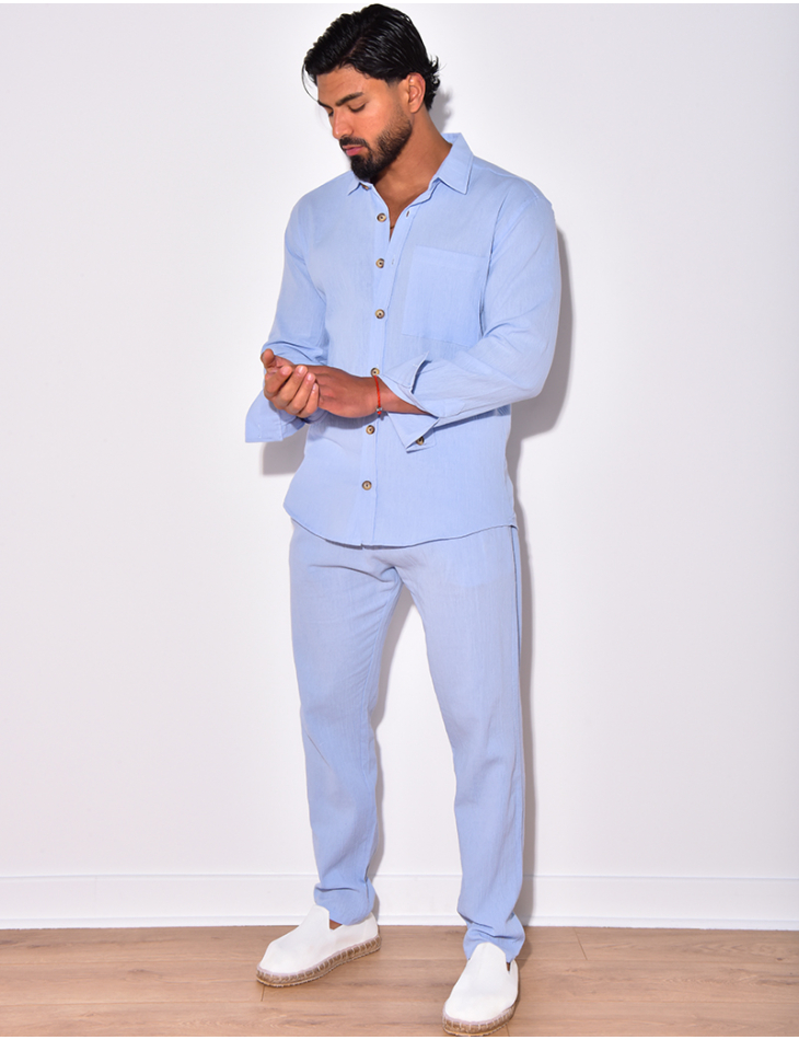 Ensemble chemise à manches longue à poches et pantalon Ensemble chemise à manches longue à poches et pantalon