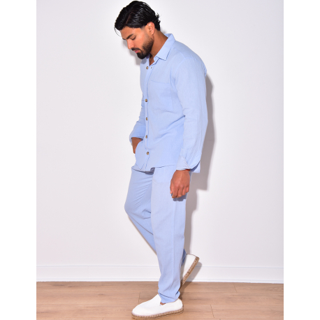 Ensemble chemise à manches longue à poches et pantalon Ensemble chemise à manches longue à poches et pantalon