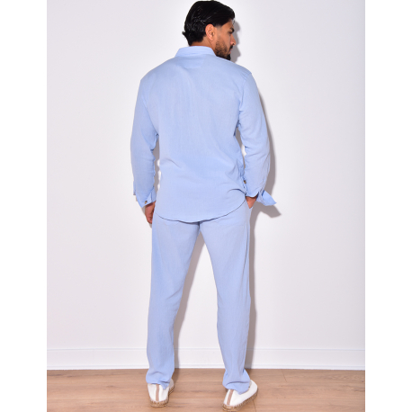 Ensemble chemise à manches longue à poches et pantalon Ensemble chemise à manches longue à poches et pantalon