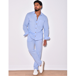 Ensemble chemise à manches longue à poches et pantalon Ensemble chemise à manches longue à poches et pantalon