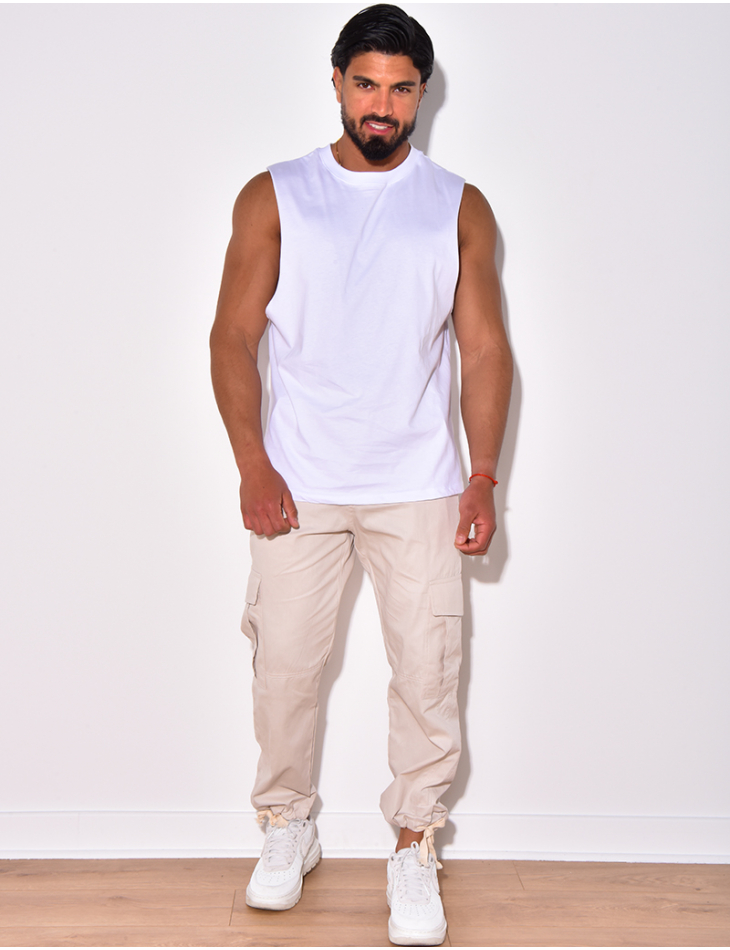 Pantalon cargo fin à nouer aux chevilles