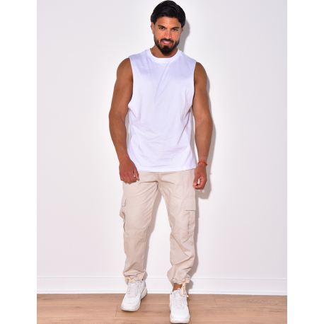 Pantalon cargo fin à nouer aux chevilles