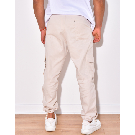 Pantalon cargo fin à nouer aux chevilles