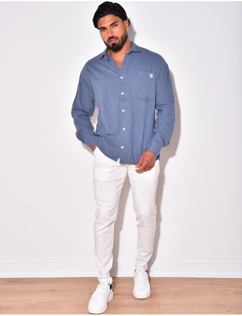 Demi-chemise Ou Cardigan Homme Ouvert Devant - Crop Top Manches Longues, 100% Polyester, Couleur Unie