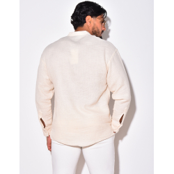 T-shirt manches longues en lin à col rond T-shirt manches longues en lin à col rond