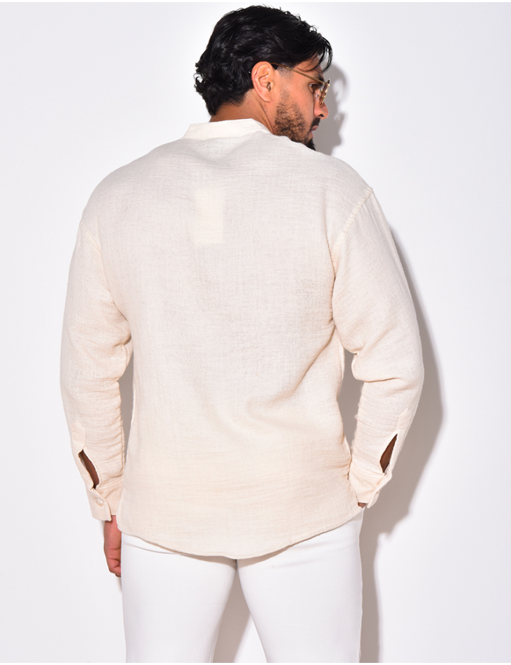 T-shirt manches longues en lin à col rond T-shirt manches longues en lin à col rond