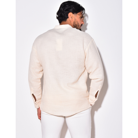 T-shirt manches longues en lin à col rond T-shirt manches longues en lin à col rond