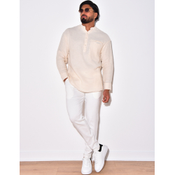 T-shirt manches longues en lin à col rond T-shirt manches longues en lin à col rond