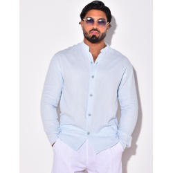 Chemise en lin manches longues à col rond Chemise en lin manches longues à col rond