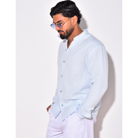 Chemise en lin manches longues à col rond Chemise en lin manches longues à col rond