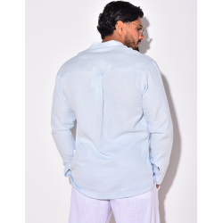 Chemise en lin manches longues à col rond Chemise en lin manches longues à col rond