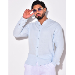 Chemise en lin manches longues à col rond Chemise en lin manches longues à col rond