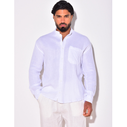 Chemise lin uni à poches Chemise lin uni à poches